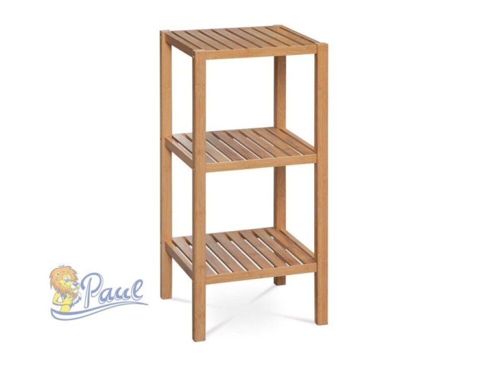 Regál, 3 police, masiv bambus, přírodní odstín, nosnost 9 kg