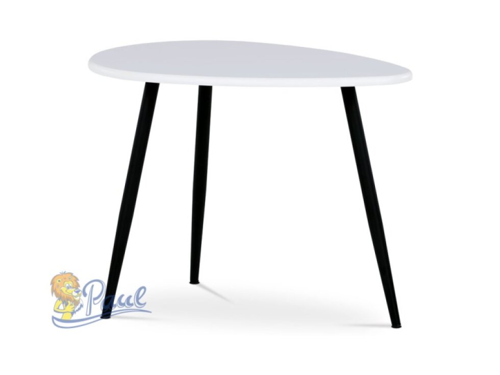 Konferenční stůl, MDF deska, bilý matt, černý kov