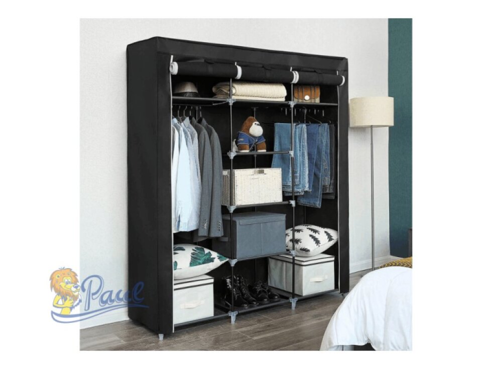 Věšák 150x45x175cm, kov, černá, AST-E1012 BK