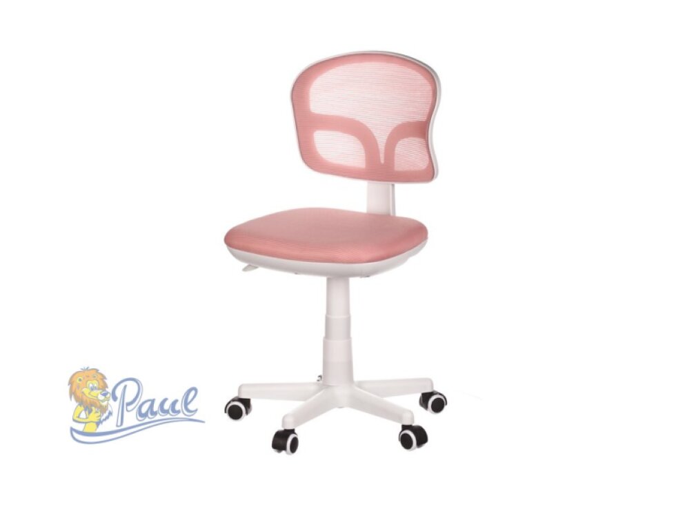 Dětská židle, růžová síťovina, bílý plastový kříž, kolečka na tvrdé podlahy