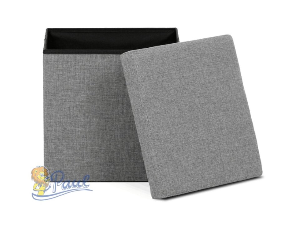 Taburet s úložným prostorem, šedá, látka, TAB-461 GREY2