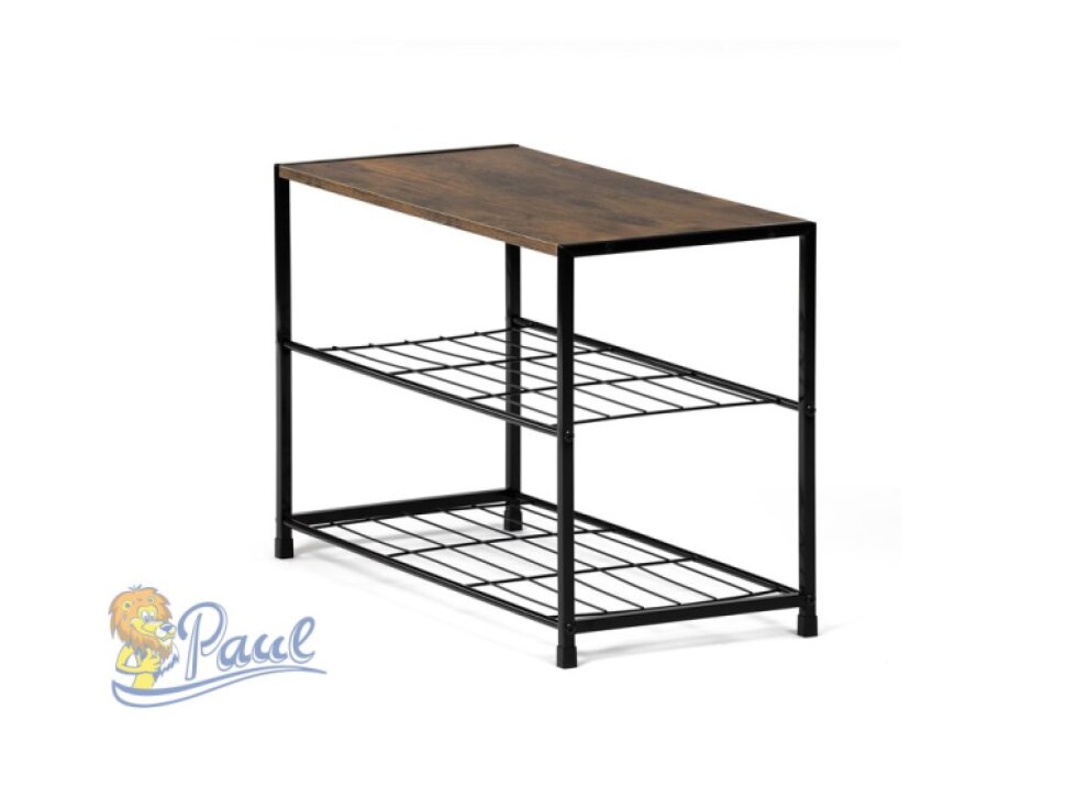 Botník, 2 police, MDF, dekor staré dřevo sonoma, černý kov