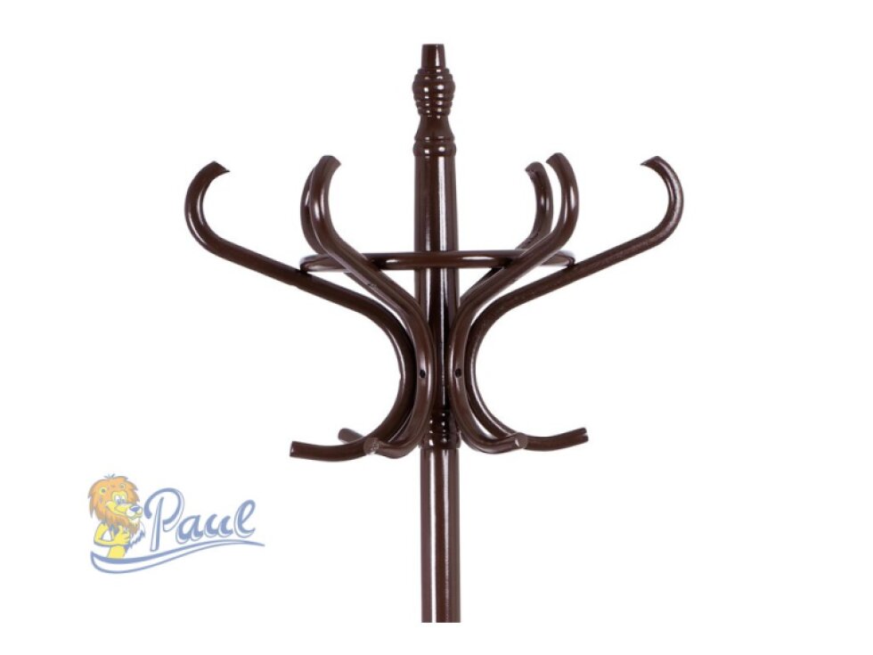 Věšák dřevěný stojanový, masiv topol a bříza, tmavě hnědý lak, výška 185 cm