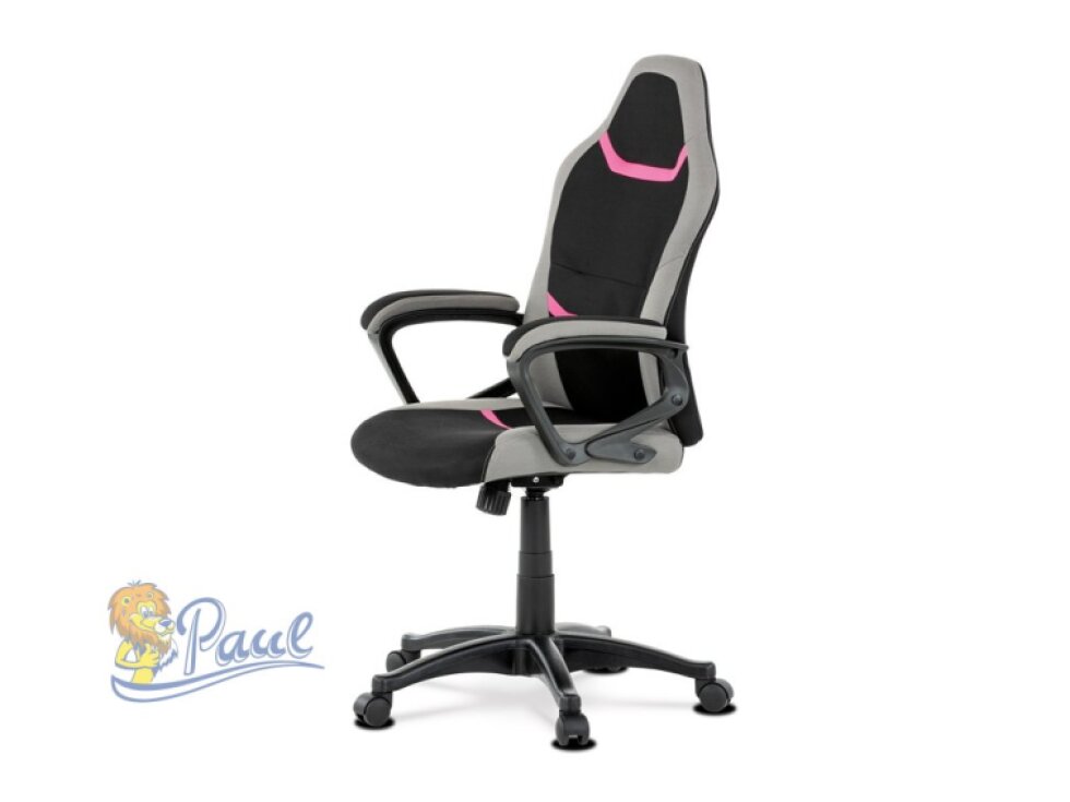 Herní židle, houpací mechanismus, růžová látka, KA-L611 PINK