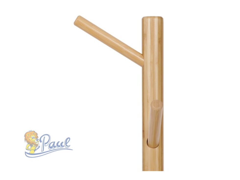 Věšák dřevěný stojanový, masiv bambus, bílá barva + přírodní odstín