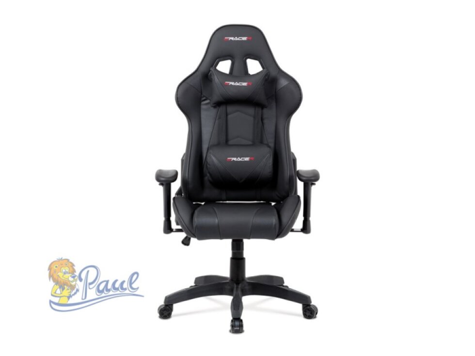 Kancelářská židle houpací mech., černá koženka, plast. kříž