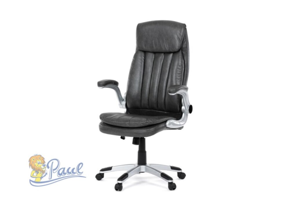 Křeslo kancelářské, šedá ekokůže, houpací mechanismus