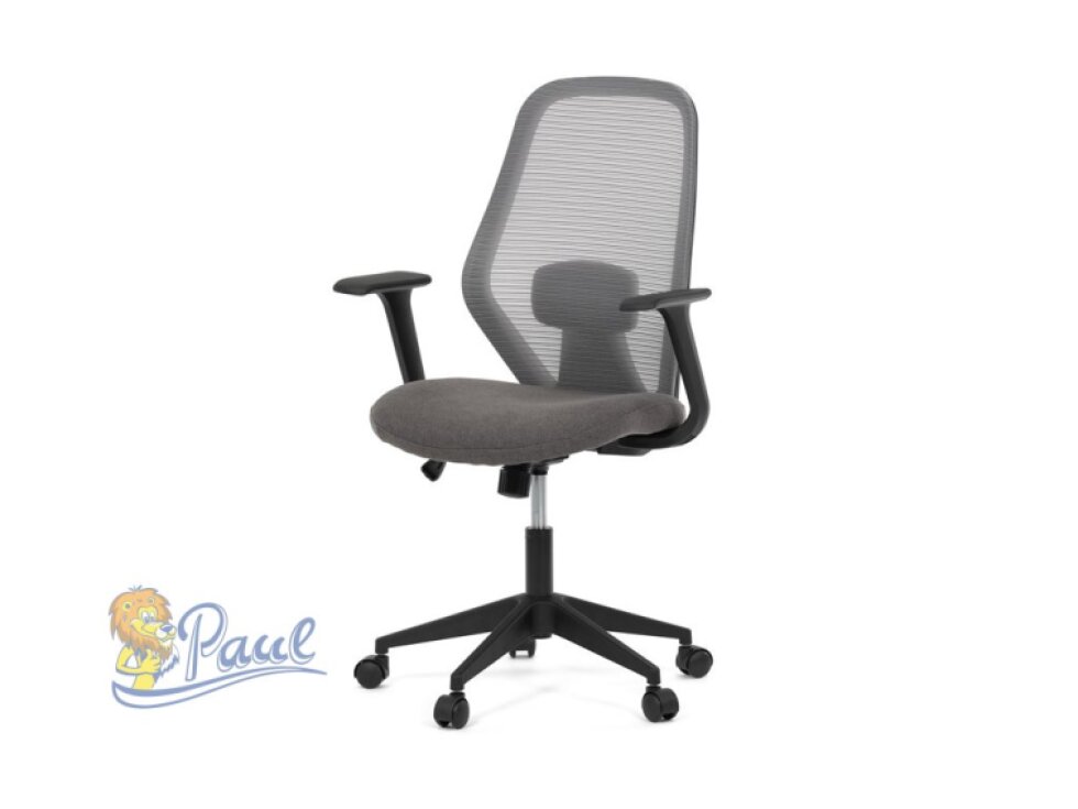 Židle kancelářská, látka šedá, houpací mechanismus, kolečka pro tvrdé povrchy