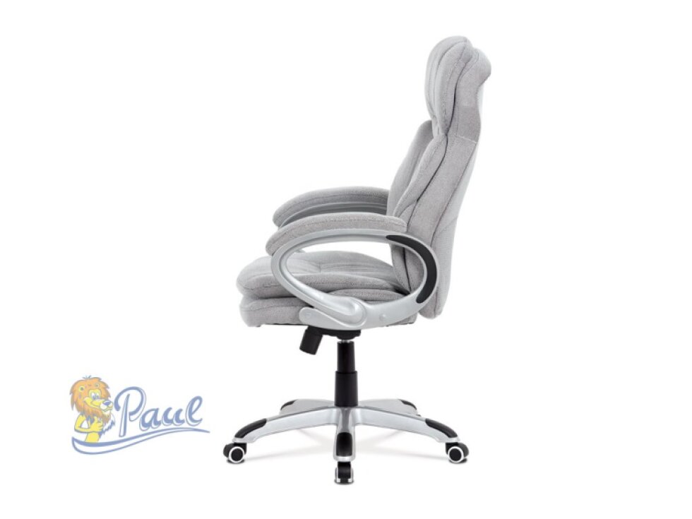 Kancelářská židle, šedá látka, kříž plast stříbrný, houpací mechanismus