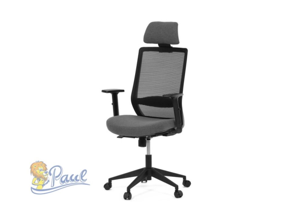 Židle kancelářská, černá MESH síťovina, černá látka, plastový kříž, synchronní mechanismus, kolečka pro tvrdé povrchy