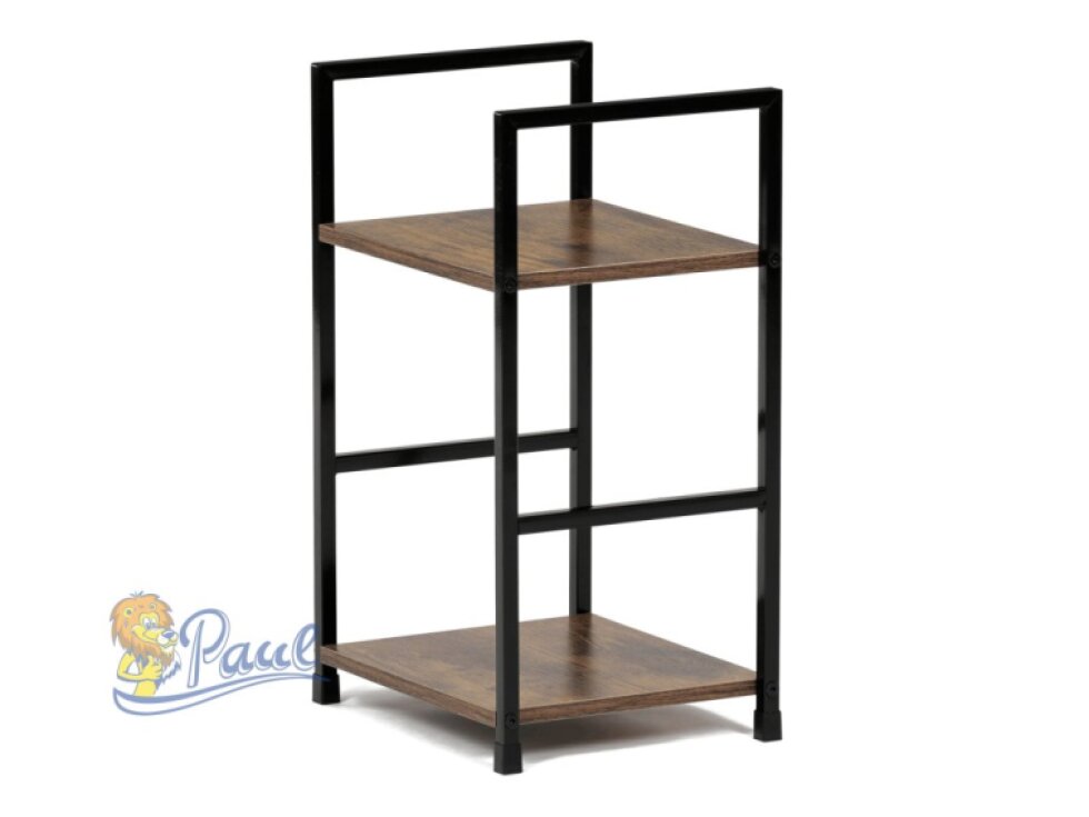 Regál, 2 police, dekor staré dřevo, MDF, černý lak