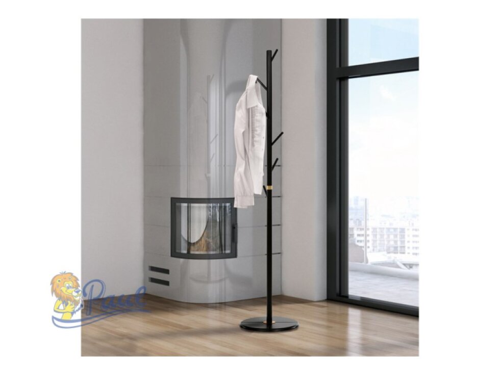 Věšák dřevěný stojanový, masiv bambus, černá + zlatá barva