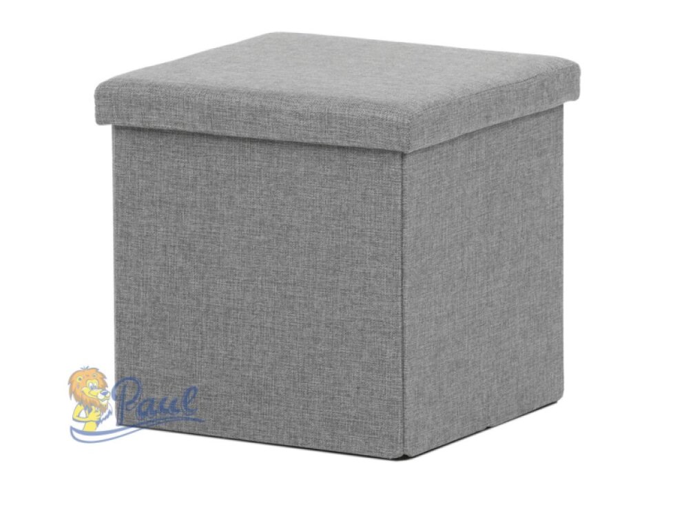 Taburet s úložným prostorem, šedá, látka, TAB-461 GREY2