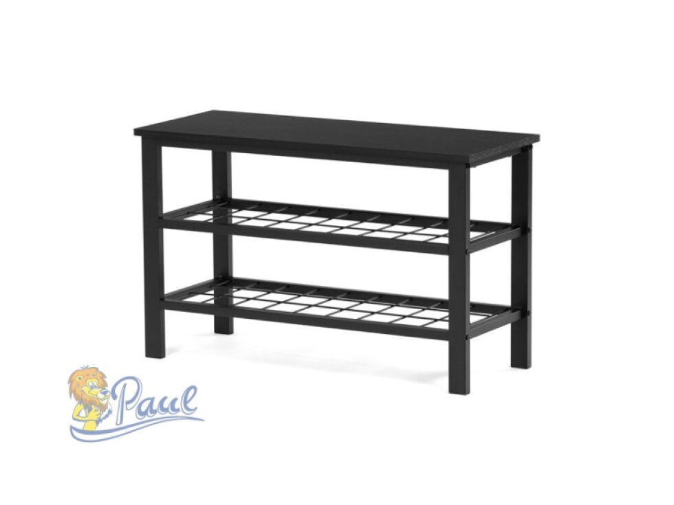 Botník 2 police, bez potahu, kov - černý matný lak