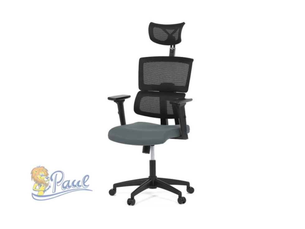 Kancelářská židle, potah šedá látka a černá síťovina MESH, houpací mech.