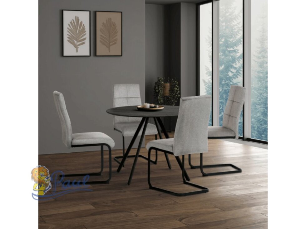 Kulatý jídelní stůl 100x100cm, lamino, šedý dub, HT-R5010 GREY