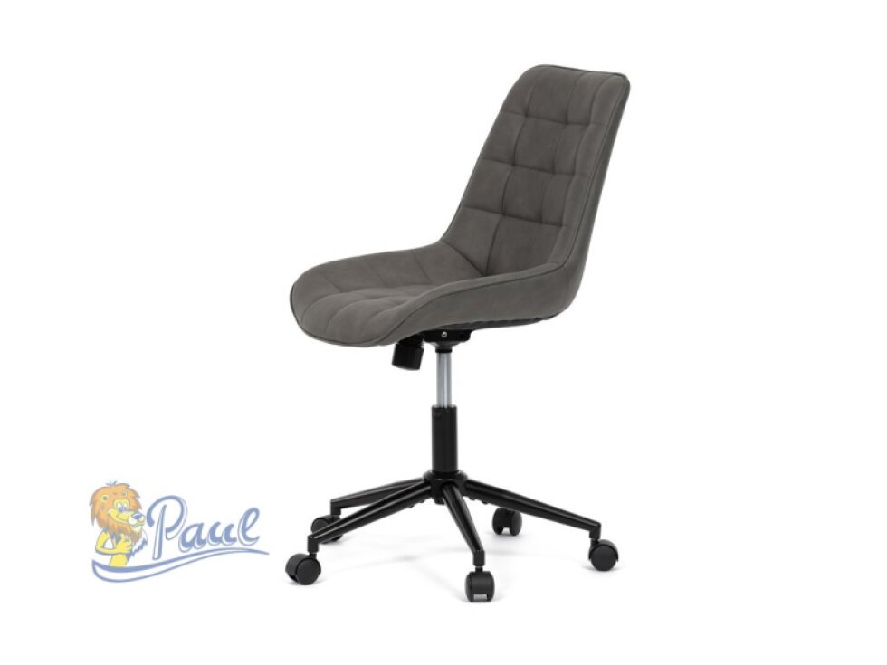 Židle kancelářská, šedá látka v dekoru broušené kůže, černý kovový kříž