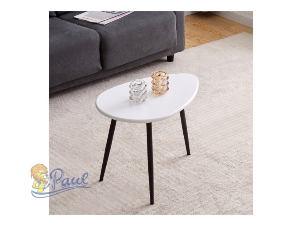 Konferenční stůl, MDF deska, bilý matt, černý kov