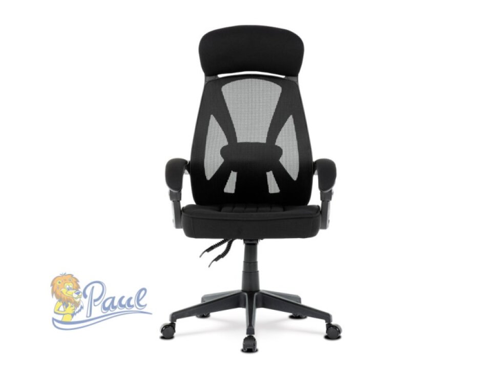 Kancelářská židle, potah černá látka a černá síťovina MESH, houpací mech. s aretací