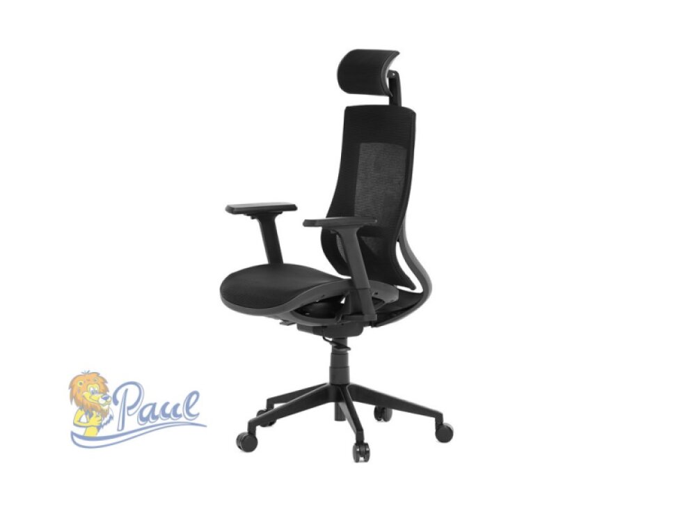 Kancelářská židle, černá látka, plastový kříž, výškově stavitelné područky, kolečka pro tvrdé podlahy