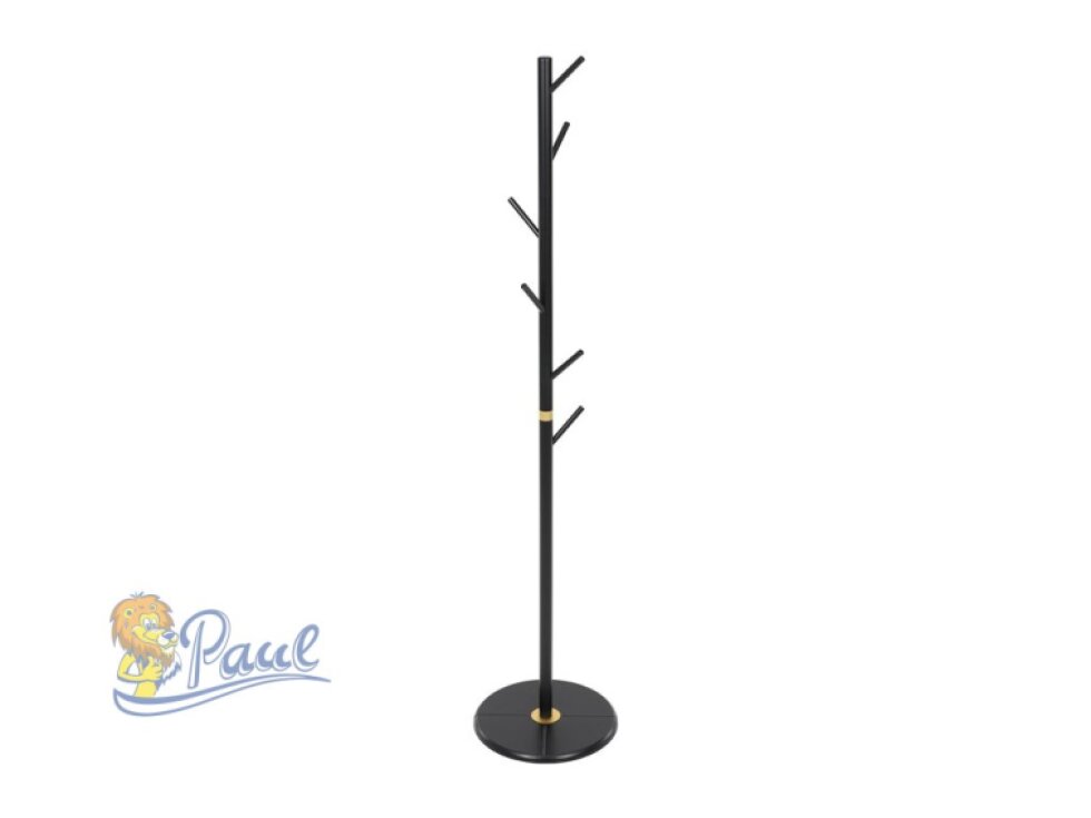 Věšák dřevěný stojanový, masiv bambus, černá + zlatá barva