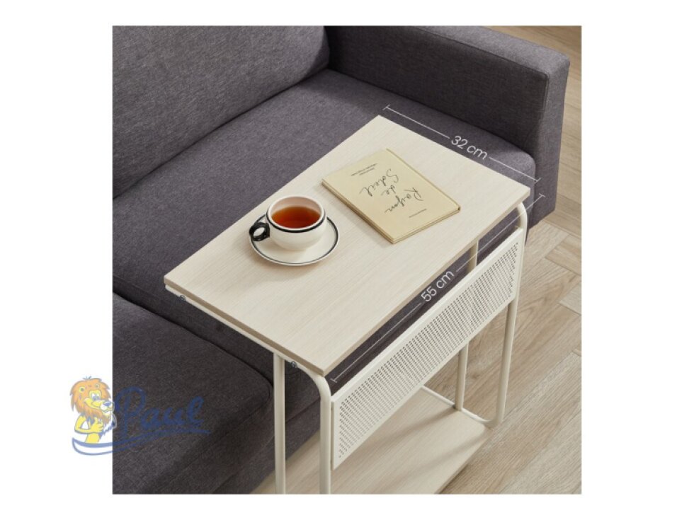 Odkládací stolek 55x32x66cm, mdf, bělený dub, AKF-E1012 CRM