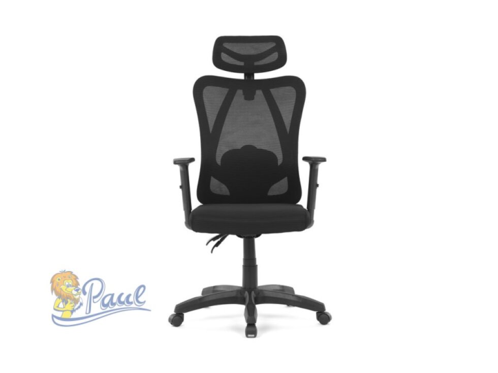 Židle kancelářská, nastavitelný podhlavník, potah černá síťovina mesh, mechanika permanent kontakt