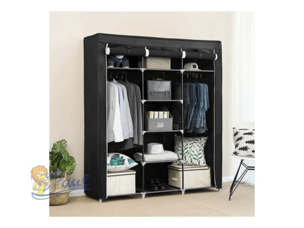 Věšák 150x45x175cm, kov, černá, AST-E1012 BK