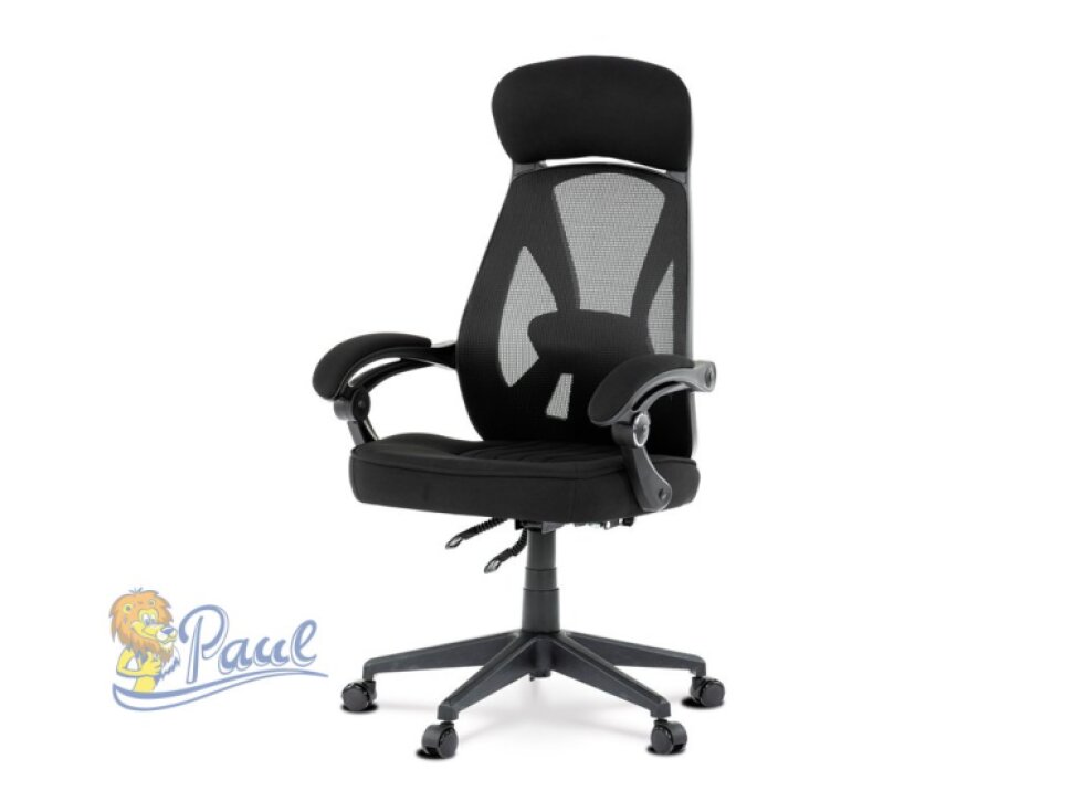 Kancelářská židle, potah černá látka a černá síťovina MESH, houpací mech. s aretací