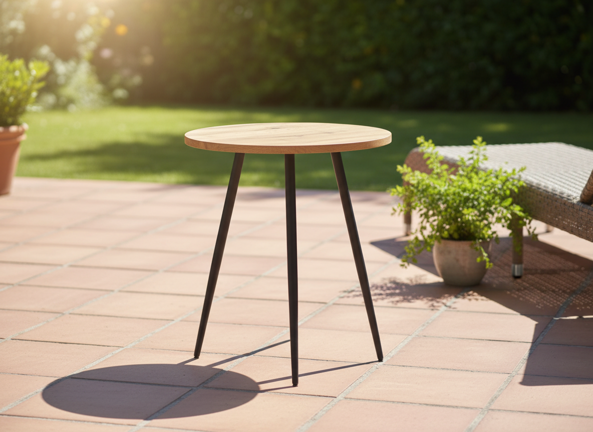 Přístavný stolek, MDF, dekor divoký dub, kov, černý lak