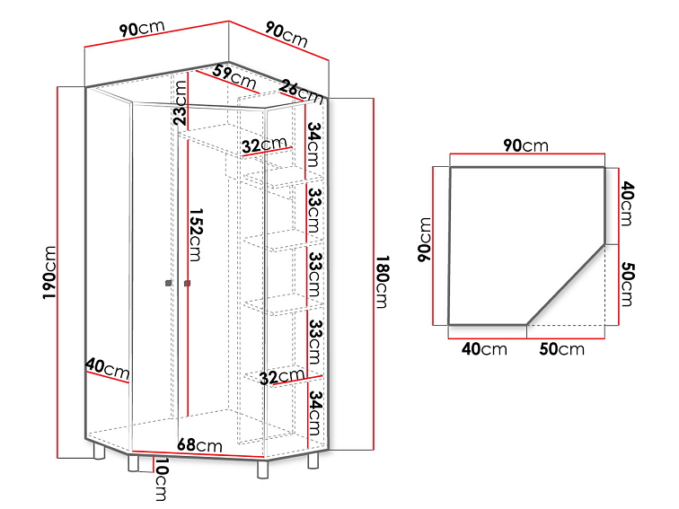 Rohová šatní skříň Faro FR2