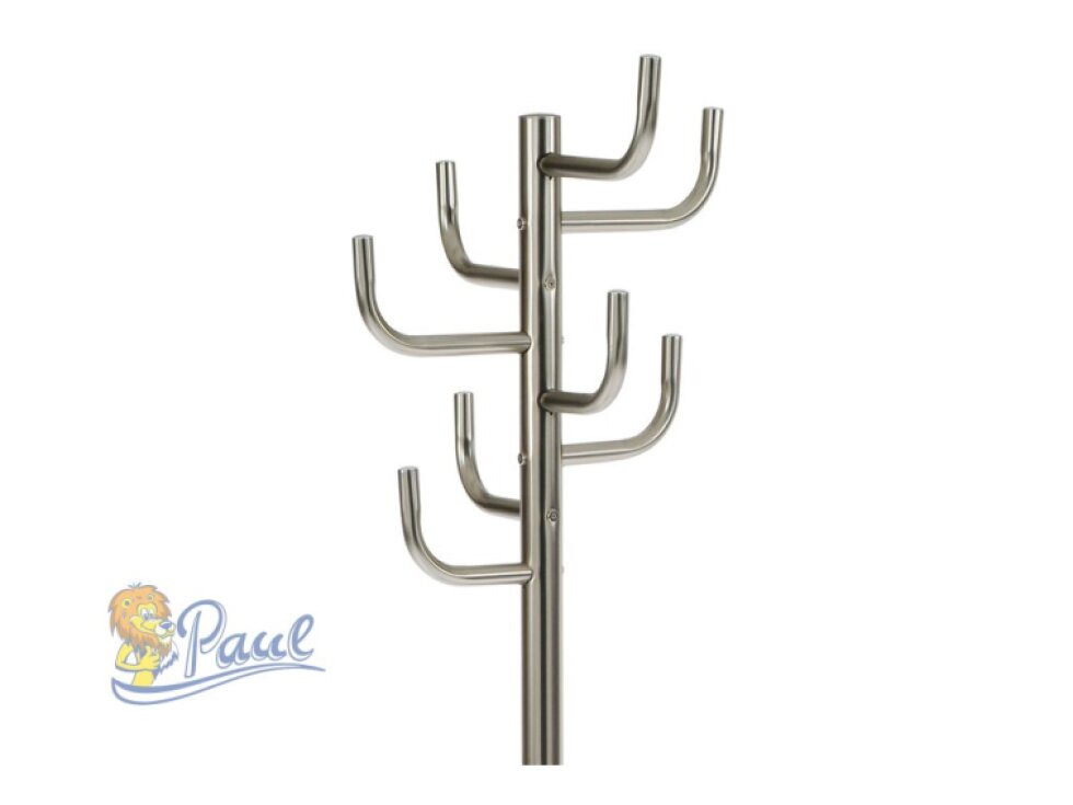 Věšák stojanový, kovová konstrukce, broušený nikl, výška 175 cm, nosnost 10 kg