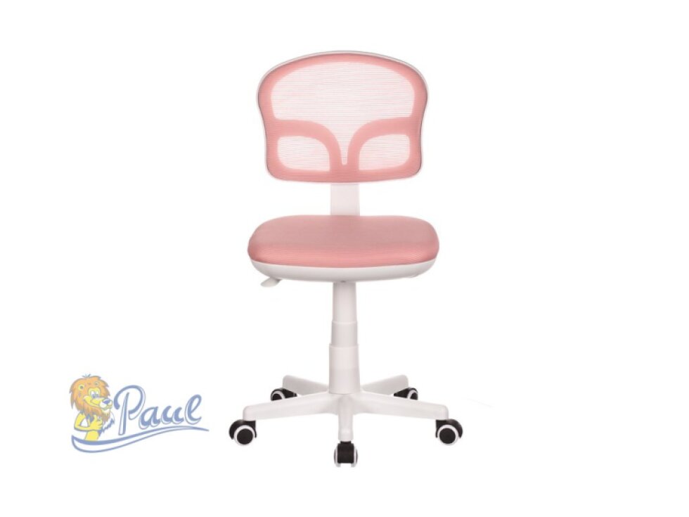 Dětská židle, růžová síťovina, bílý plastový kříž, kolečka na tvrdé podlahy