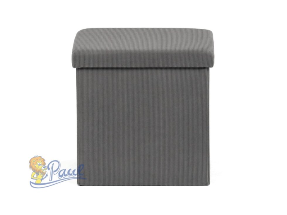 Taburet s úložným prostorem, šedá manšestrová látka