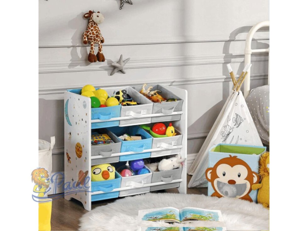 Regál na hračky, mdf, vícebarevná, AUR-E1033 WT