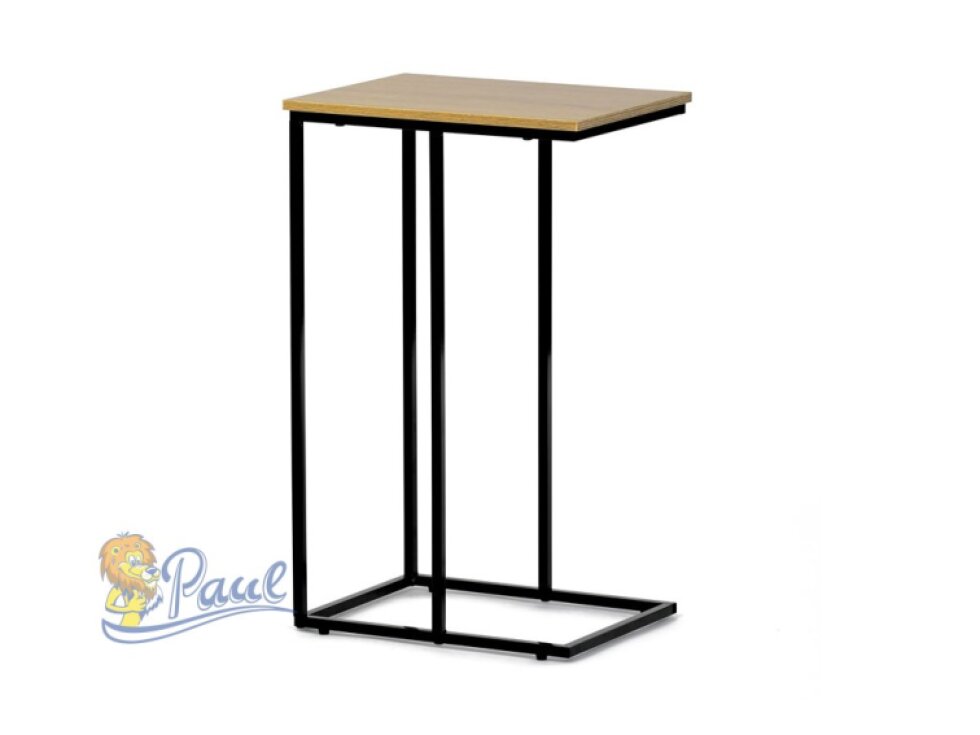 Odkládací stůl, MDF deska, dekor divoký dub, černý kov