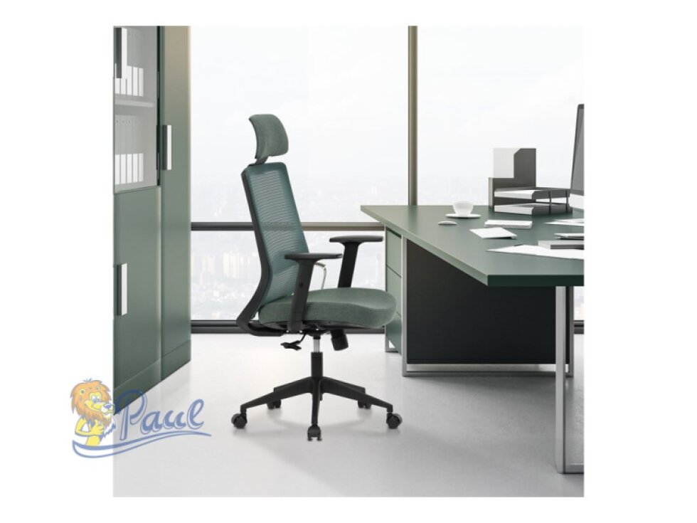 Židle kancelářská, zelená MESH síťovina, zelená látka, plastový kříž, synchronní mechanismus, kolečka pro tvrdé povrchy