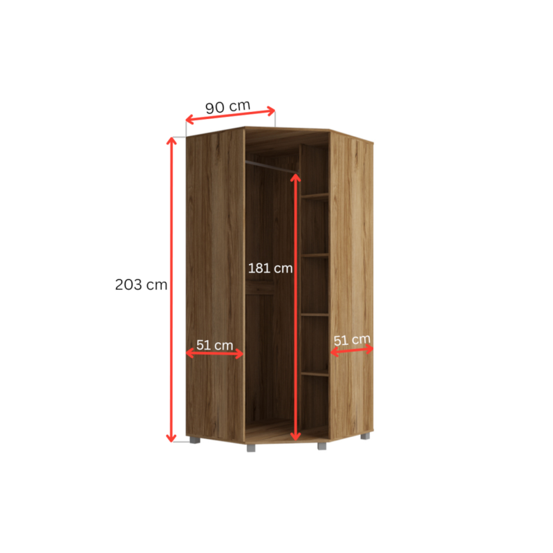 Rohová šatní skříň Maximus M34