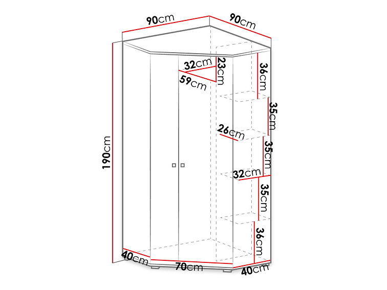 Rohová šatní skříň Delta DL2