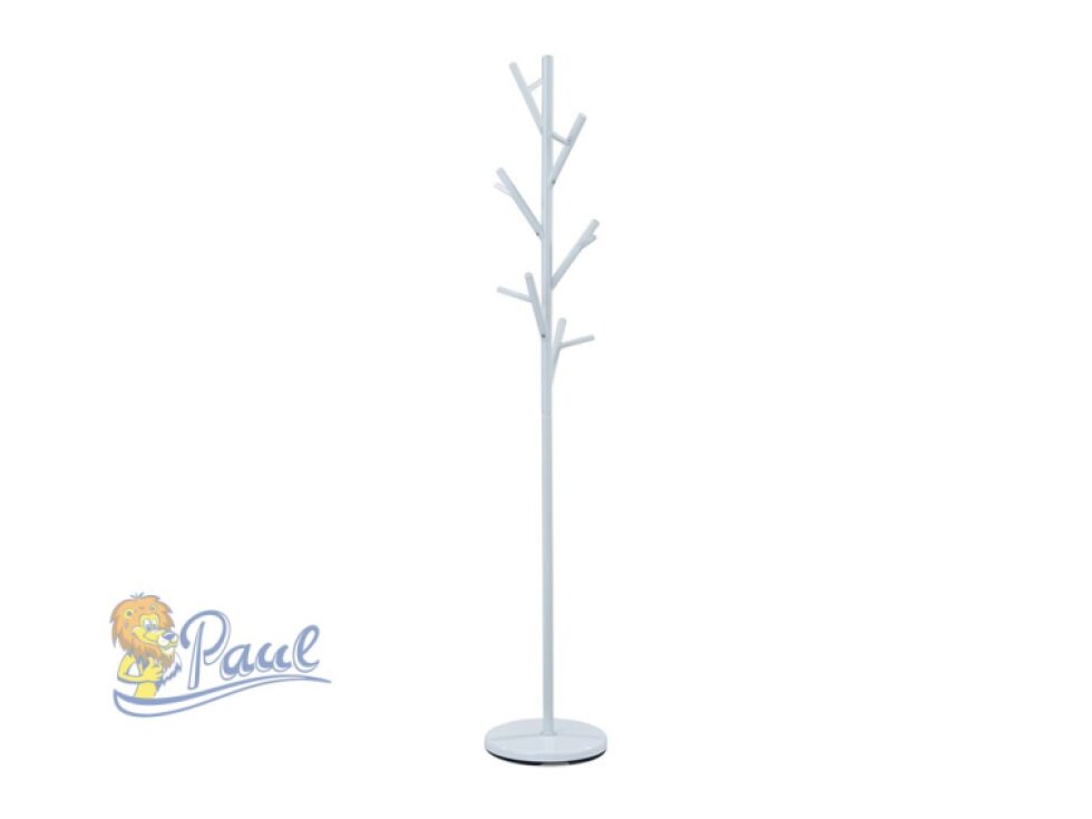 Věšák stojanový, kovová konstrukce, bílý matný lak, výška 170 cm, nosnost 10 kg