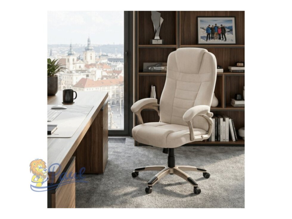 Kancelářské křeslo, houpací mechanismus, béžová látka, KA-C713 CRM2