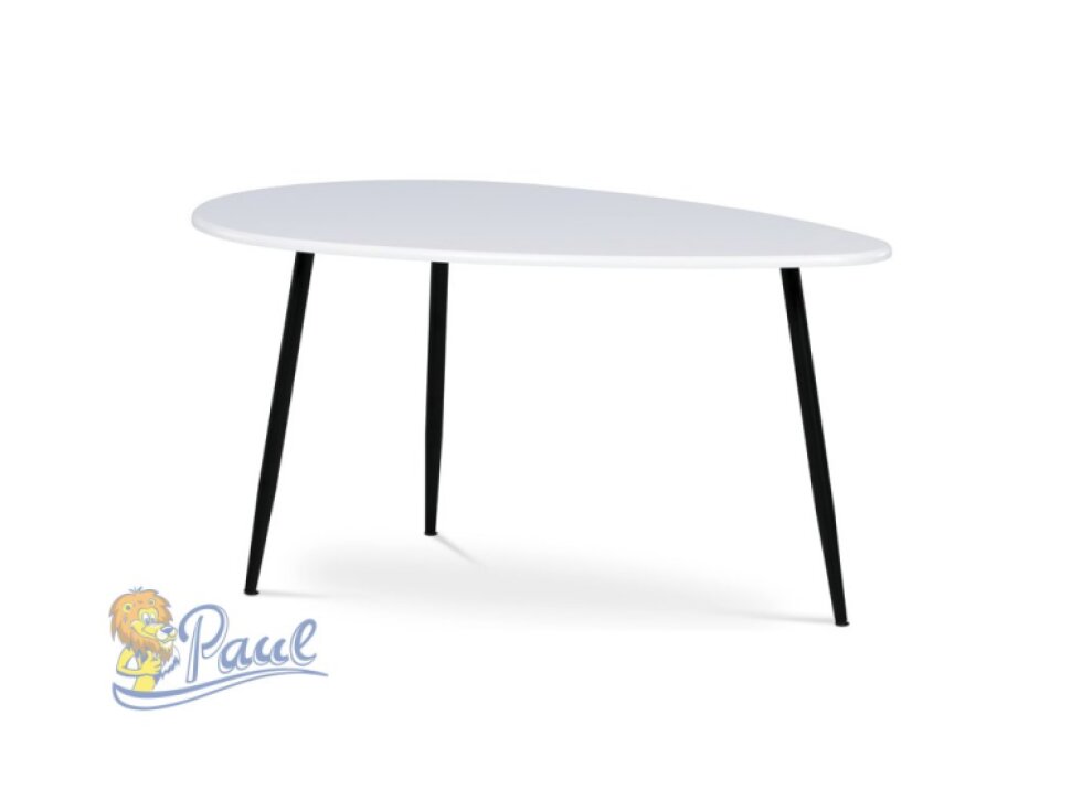 Konferenční stůl, MDF deska, bilý matt, černý kov