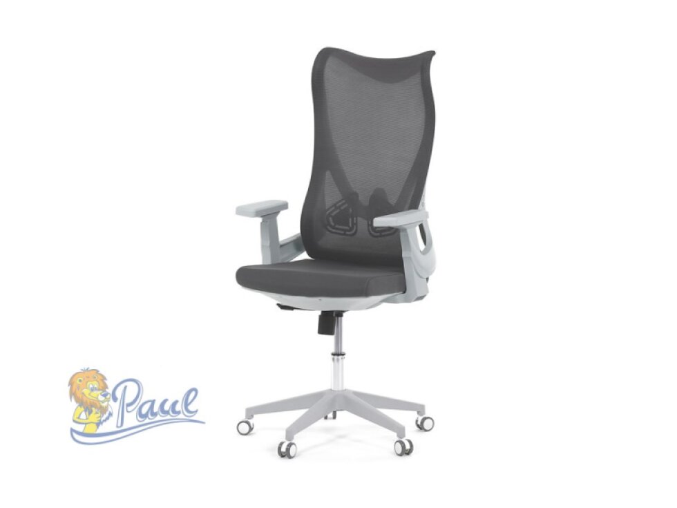 Židle kancelářská, šedý MESH, bílý plast, plastový kříž