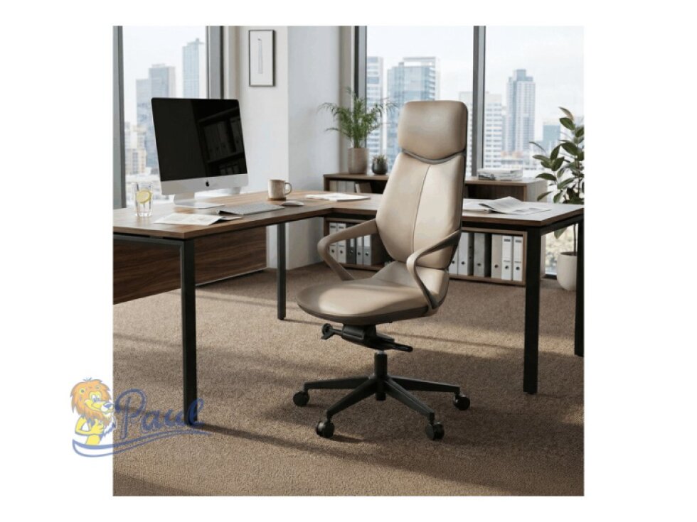 Kancelářské křeslo, šedá ekokůže, houpací mechanismus s aretací ve 4 polohách, kovový kříž, kolečka pro tvrdé povrchy