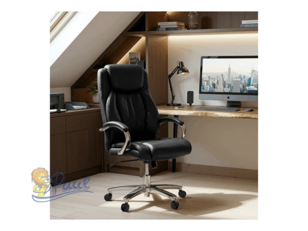 Kancelářské křeslo, houpací mechanismus, černá ekokůže, KA-F1385 BK