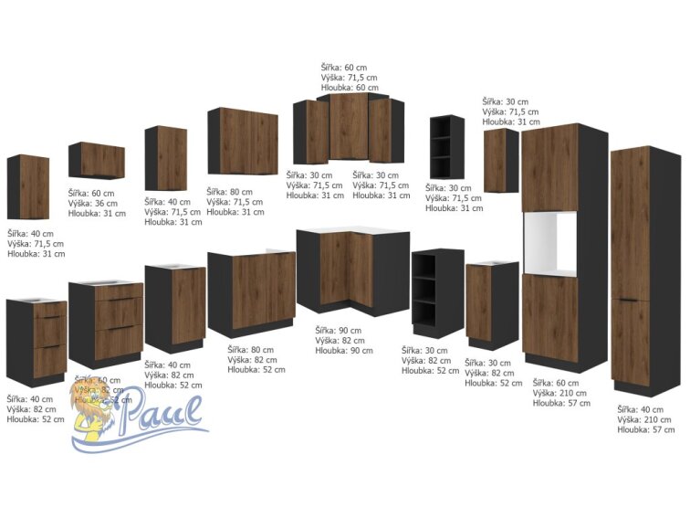 Rohová kuchyňská linka 310x250 cm Monza 2