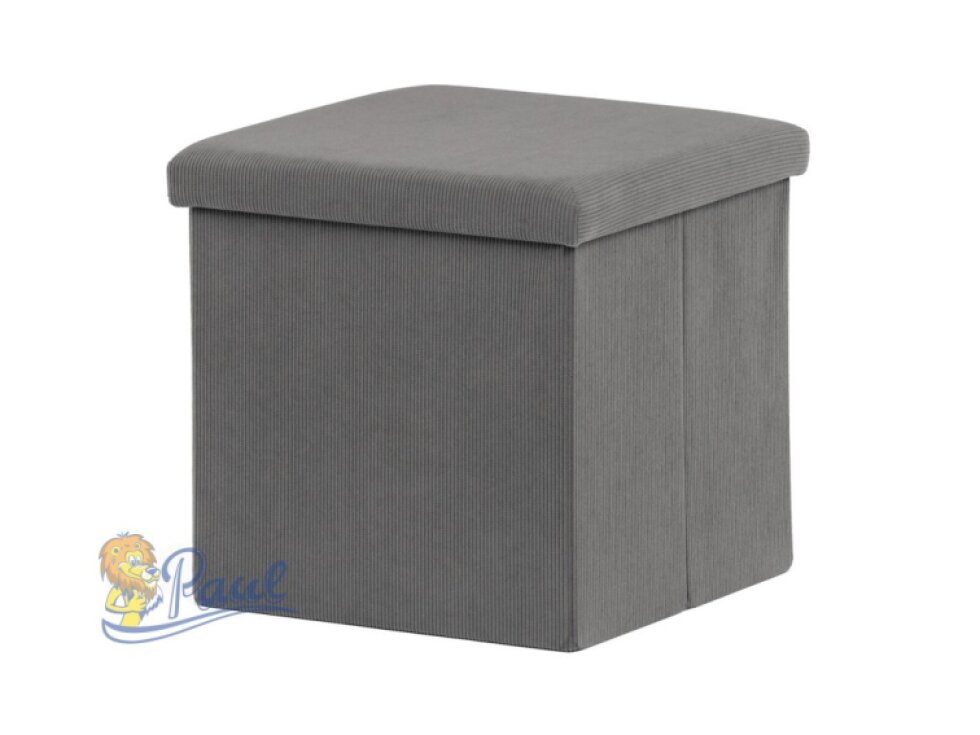 Taburet s úložným prostorem, šedá manšestrová látka