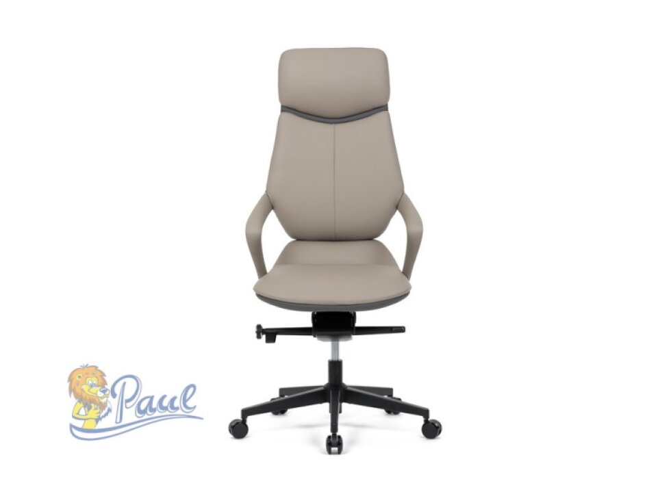 Kancelářské křeslo, šedá ekokůže, houpací mechanismus s aretací ve 4 polohách, kovový kříž, kolečka pro tvrdé povrchy