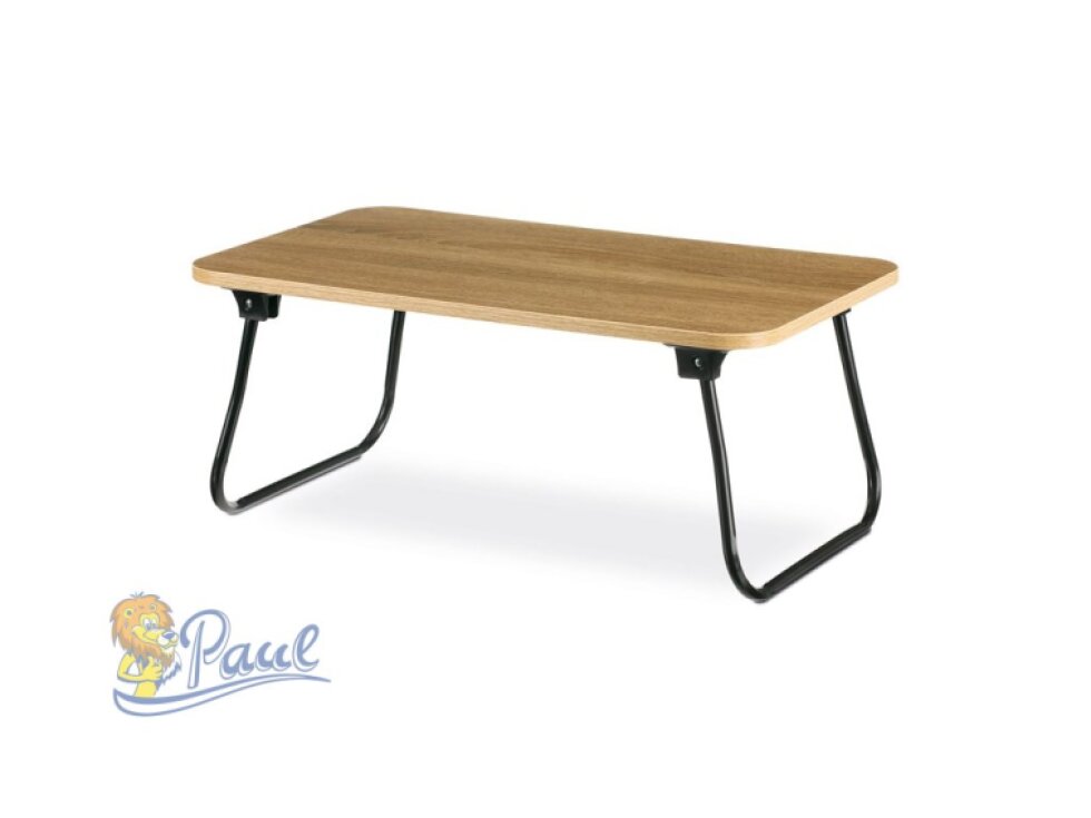 Skládací stolek na notebook, dekor dub, černý kov