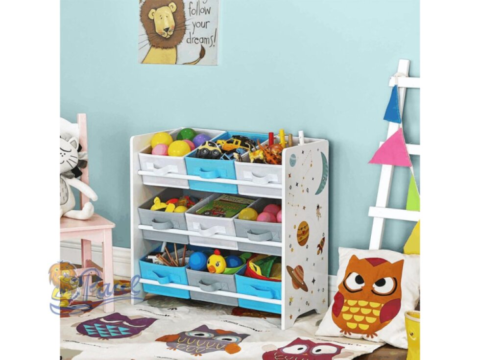 Regál na hračky, mdf, vícebarevná, AUR-E1033 WT
